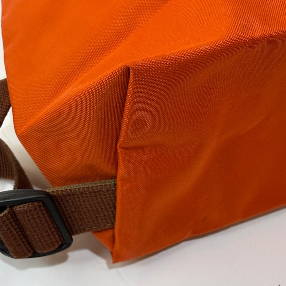 Longchamp Le Pliage Backpack in Pumpkin with Brown Leather. Packable. New. - Picture 6 of 10